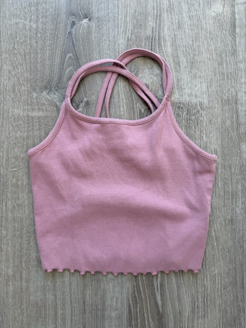 art class Dusty Rose Ribbed Cropped Tank with Scalloped Hem
